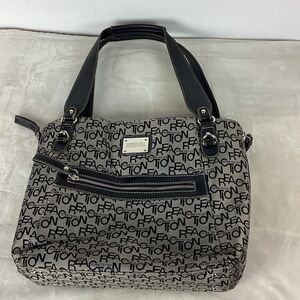Kenneth Cole Reaction Black and Gray Logo Shoulder Bag